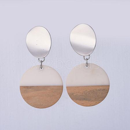 Resin & Wood Dangle Earrings EJEW-JE03021-01-1