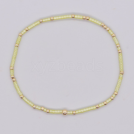 Bohemian Style Rainbow Glass & Brass Beaded Handmade Fashion Women's Bracelet QD2599-22-1
