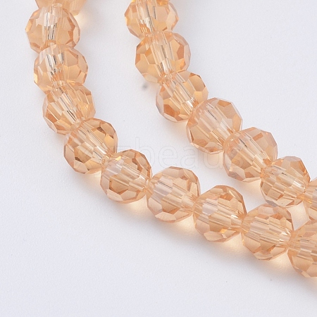 Faceted Peru Transparent Glass Flat Round Bead Strands X-GLAA-R136-4mm-16-1