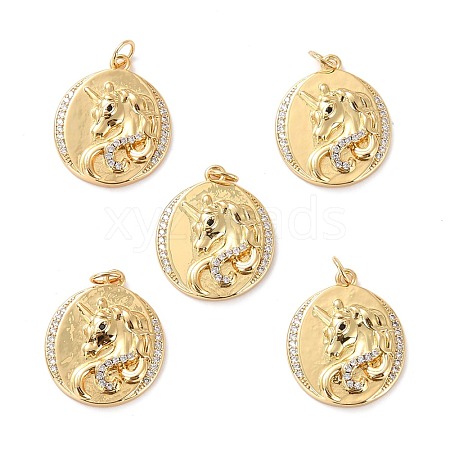 Brass Micro Pave Cubic Zirconia Pendants ZIRC-P092-002G-RS-1