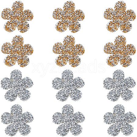 CRASPIRE 12Pcs 2 Colors Flower Hotfix Rhinestone DIY-CP0009-64-1