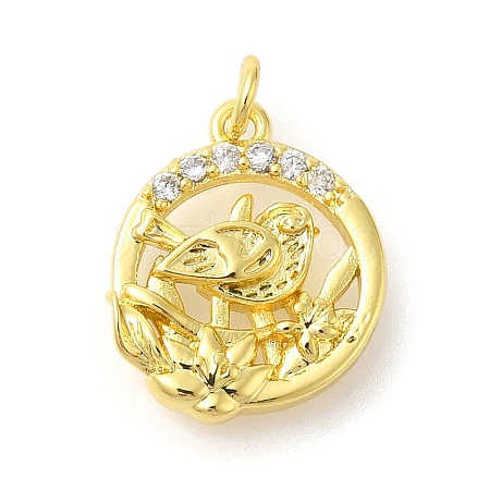 Rack Plating Brass Micro Pave Cubic Zirconia Pendants KK-S396-53G-1