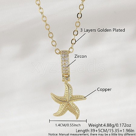 Ocean Summer Brass Pave Clear Cubic Zirconia Pendant Necklaces FS-WG8D1A7-10-1