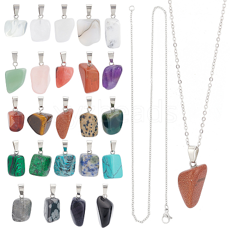 DIY Gemstone Pendant Necklaces Making Kits DIY-UN0001-83P-1