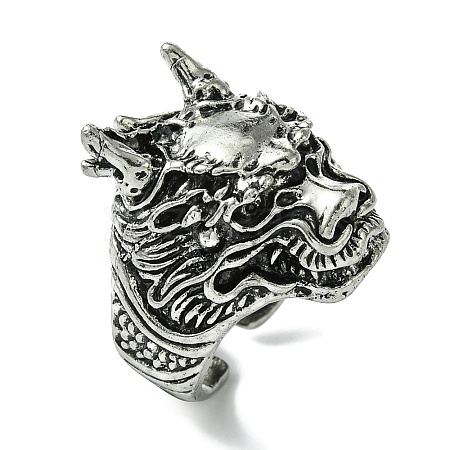 Dragon Alloy Open Cuff Rings for Men RJEW-K275-38A-AS-1