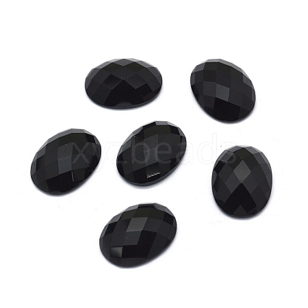 Natural Dyed & Heated Black Agate Cabochons G-O175-11-1