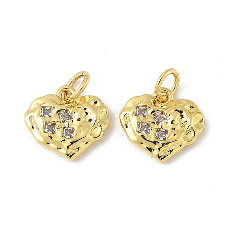 Brass Micro Pave Clear Cubic Zirconia Charms KK-V015-18G-1