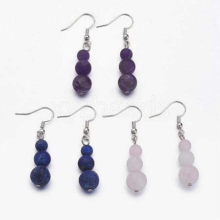 Natural Gemstone Beads Dangle Earrings EJEW-JE02213-1