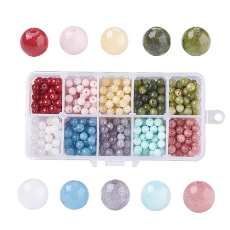 10 Colors Natural Jade Beads G-JP0001-05-6mm-1