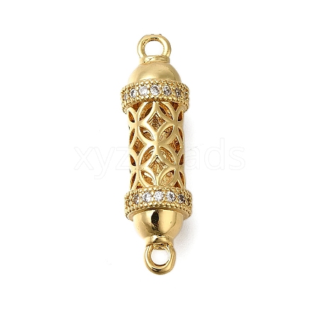 Rack Plating Brass Micro Pave Cubic Zirconia Hollow Column Links Connector Charms ZIRC-F142-50A-G01-1