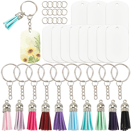 DIY Blank Double-sided Heat Transfer Aluminium Pendant Keychain Making Kits DIY-SP0005-26F-1