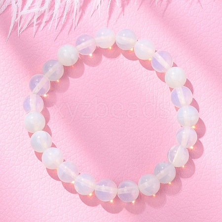 Opalite Beaded Stretch Bracelets X-BJEW-F203-01-1