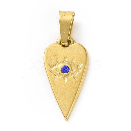 PVD Vacuum Plating 304 Stainless Steel with Capri Blue Rhinestones Pendants STAS-G261-12G-1