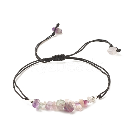 Natural Fluorite Chips Braided Bead Bracelet BJEW-JB08019-07-1