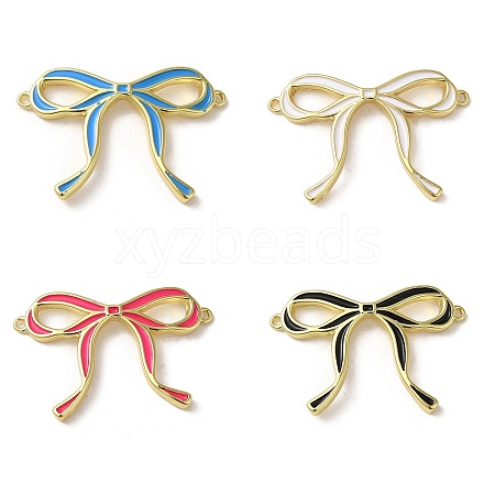 Brass Enamel Connector Charms KK-D098-01G-1