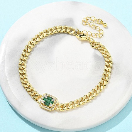 Brass Micro Pave Cubic Zirconia Bracelets BJEW-S158-05G-1