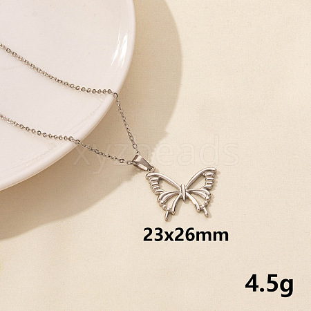 304 Stainless Steel Butterfly Pendant Necklaces CV0613-1-1