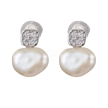 Natural Pearl Ear Studs EJEW-P286-33P-1