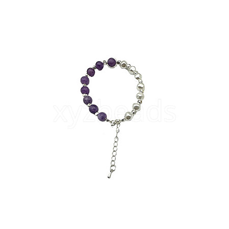 Natural Amethyst Round Beaded Bracelet NC1314-08-1