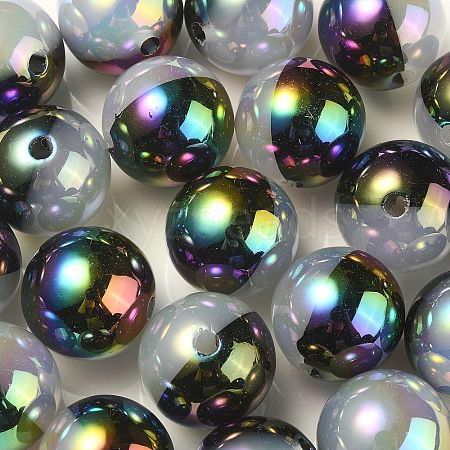 UV Plating Rainbow Iridescent Opaque Acrylic Beads OACR-C007-01G-1