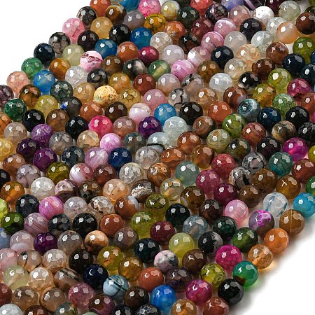 Faceted Natural Agate Beads Strands G-F447-12mm-E-1