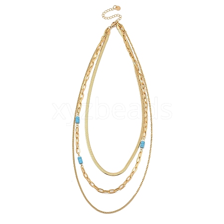 Golden Tone 304 Stainless Steel 3 Layer Necklaces for Women NJEW-A032-03G-02-1