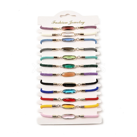 12Pcs 12 Colors Polyester Bracelets BJEW-P340-13B-G-1