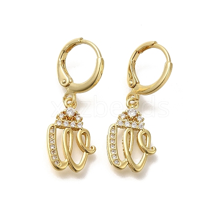 Brass Clear Cubic Zirconia Hoop Earrings EJEW-M045-01W-1