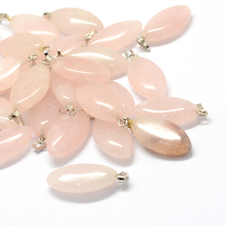 Horse Eye Natural Rose Quartz Pendants G-Q363-17-1