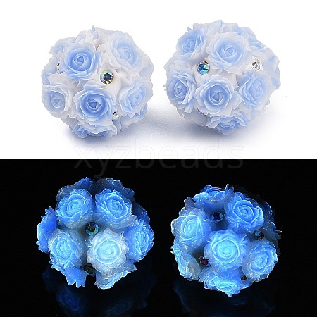 Acrylic Handmade Luminous Polymer Clay Rhinestone Beads CLAY-H003-07D-1