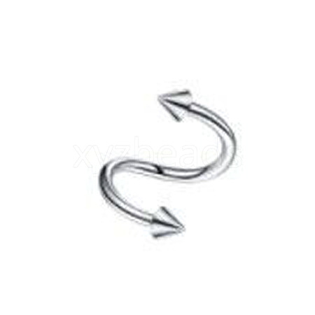 316L Surgical Stainless Steel Spiral Lip Rings with Spikes for Woman Men WGF7124-12-1