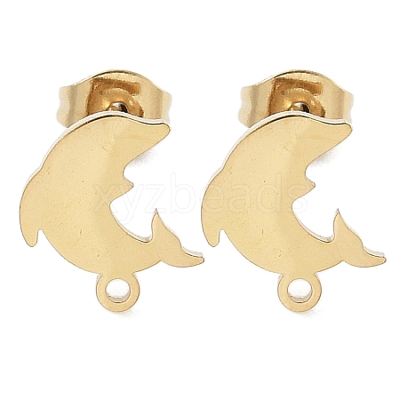 Dolphin Ion Plating(IP) 304 Stainless Steel Stud Earring Findings STAS-I206-120G-1