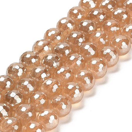 Electroplated Natural Quartz Round Beads Strands G-L598-A02-03A-1