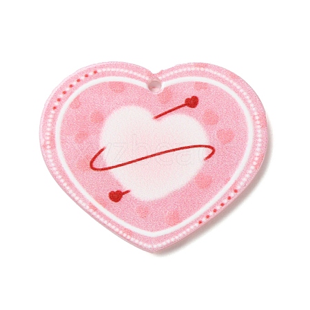 Valentine's Day Printed Transparent Acrylic Pendants OACR-S045-04E-1