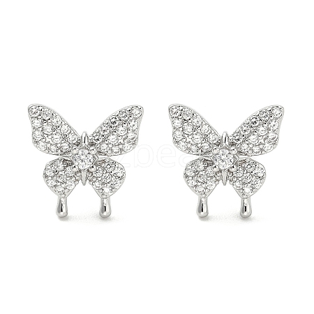 Rack Plating Brass Micro Pave Clear Cubic Zirconia Stud Earrings for Women EJEW-M260-13P-B-1