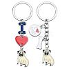 WEWAYSMILE 2 pcs Dog Keychain Car Keychain Pet Pendant Key-Ring Lovely Dog Key-ring Portable Metal Keychain Gift for Pet Lover Birthday Puppy Theme Party Supplies (Pug) JX790A-1