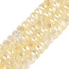 Electroplate Transparent Crackle Glass Beads Strands EGLA-Q135-01A-B03-1