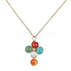 Natural & Synthetic Mixed Gemstone Cross Pendant Necklace with Copper Chains NJEW-JN04446-01-1