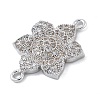 Rack Plating Brass Micro Pave Clear Cubic Zirconia Flower Connector Charms KK-A234-043P-2