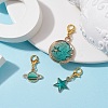 Planet/Star/Flat Round Alloy Enamel Pendant Decorations HJEW-JM01620-2