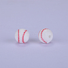 Printed Round with Baseball Pattern Silicone Focal Beads SI-JX0056A-104-1