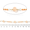 Brass Hexagonal Column Glass Seaded Beaded & Resin Round Beaded Link Chains CHC-G026-01B-2