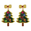 Christmas Trees with Bowknot Alloy Dangle Stud Earrings for Women EJEW-Z078-01A-2