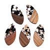 Transparent Resin and Walnut Wood Pendants RESI-T057-05A-1