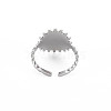 304 Stainless Steel Flat Round with Heart Open Cuff Ring for Women RJEW-S405-202P-2