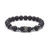 2Pcs 2 Style Natural Lava Rock & Synthetic Howlite & Hematite Stretch Bracelets Set with Alloy Crown BJEW-JB08482-4