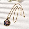 Unisex Religion 304 Stainless Steel Enamel Oval Pendant Box Chain Necklaces STAS-H258-02G-01-1