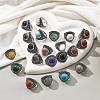 Natural & Synthetic Gemstone Adjustable Rings RJEW-I108-03AS-1