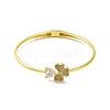 Rack Plating Brass Pave Clear Cubic Zirconia Clover & Heart Hinged Bangles BJEW-H616-01G-2