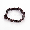 Chips Natural Garnet Beaded Stretch Bracelets X-BJEW-JB01826-09-2